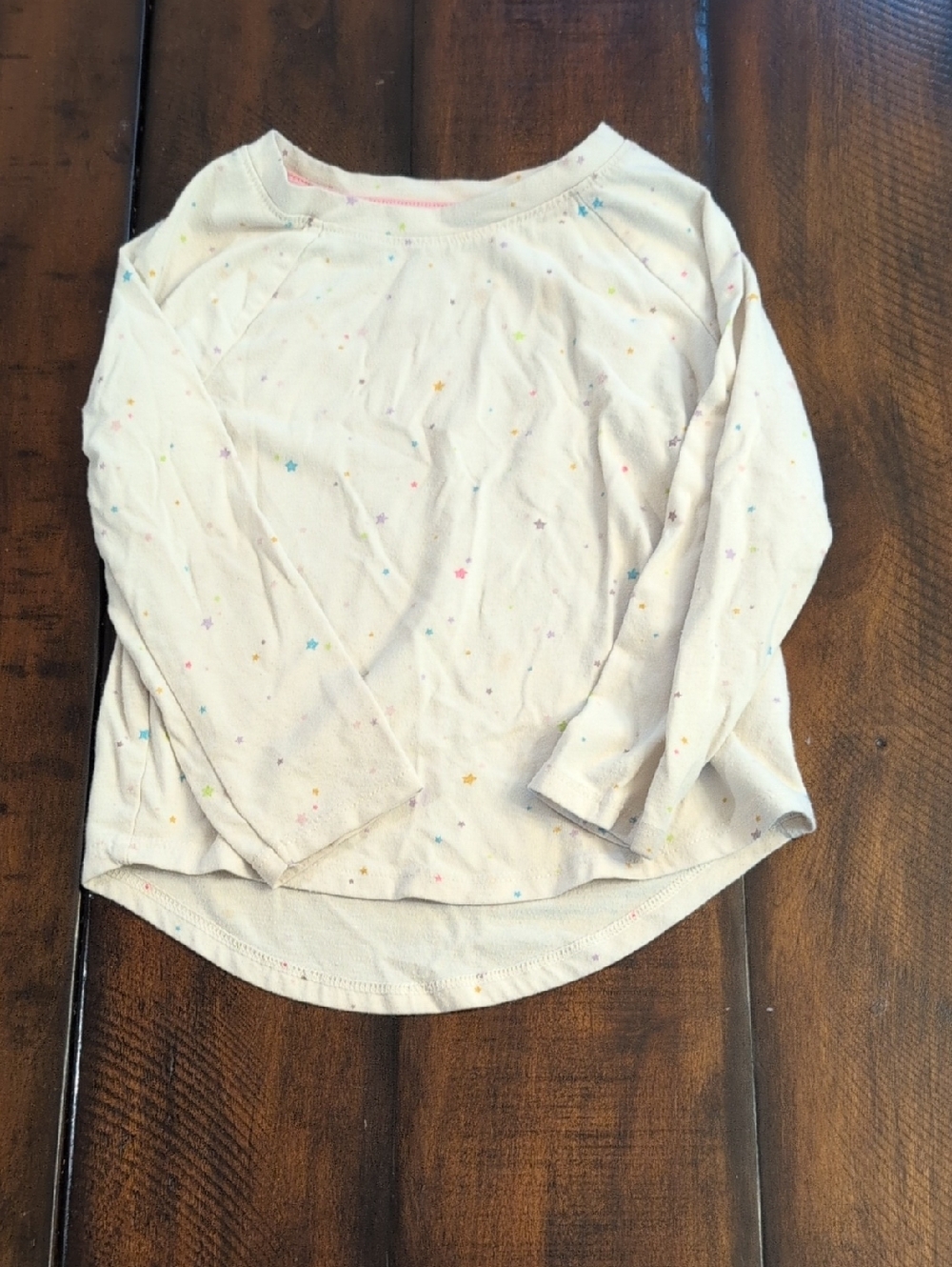 Cat & Jack Toddler 3T Cream Long Sleeve Top with Multicolor Stars